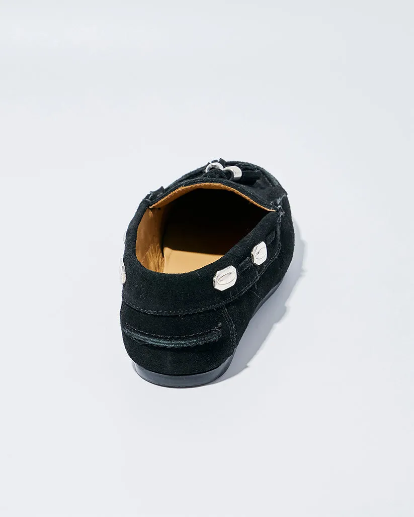 TASSEL MOC SHOES BLACK SUEDE