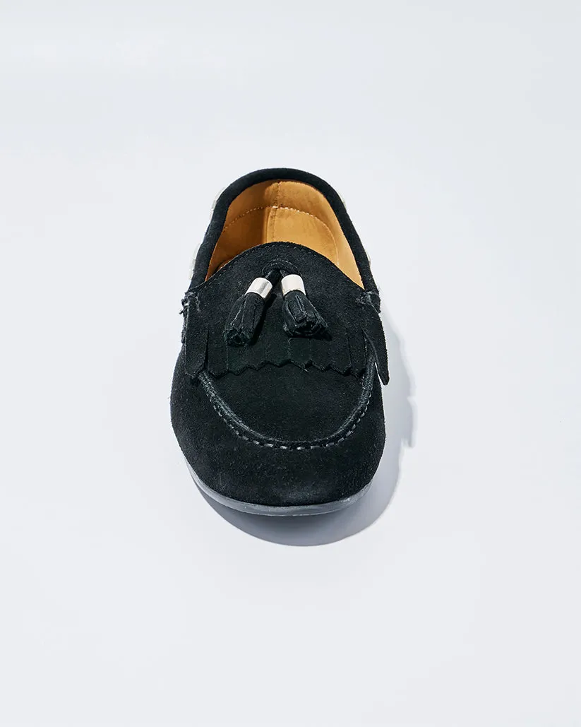 TASSEL MOC SHOES BLACK SUEDE