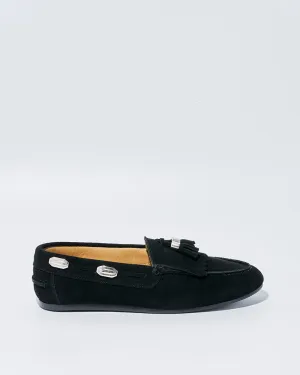 TASSEL MOC SHOES BLACK SUEDE