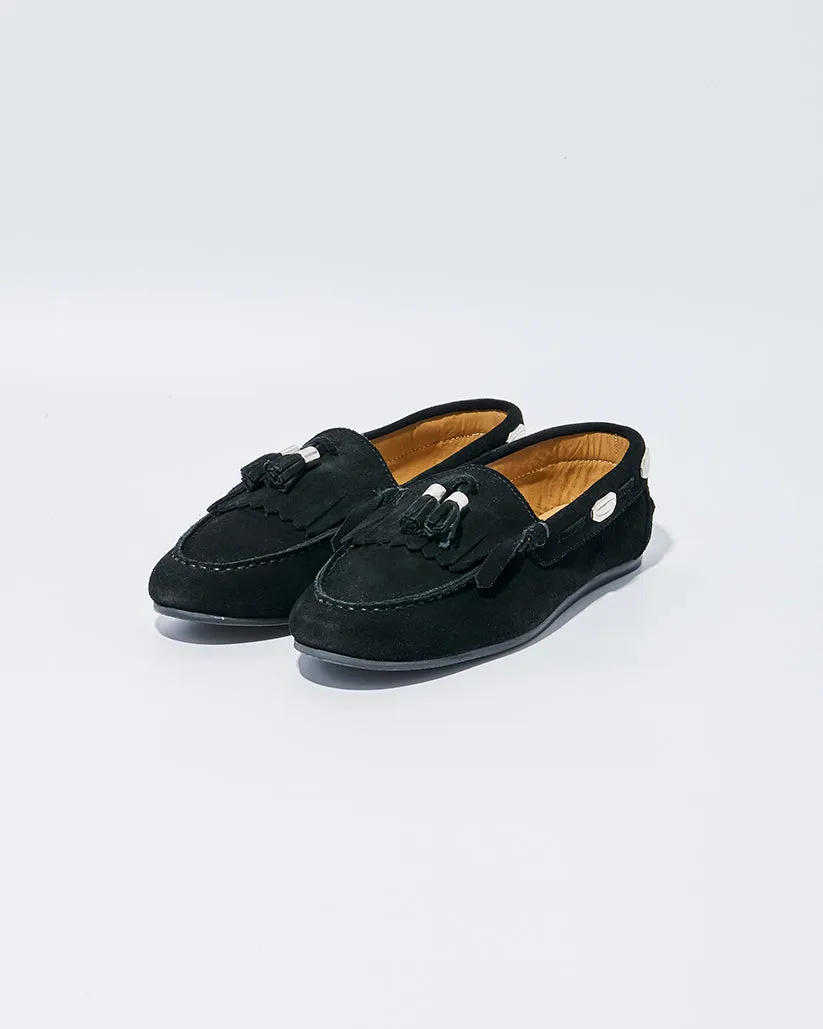 TASSEL MOC SHOES BLACK SUEDE
