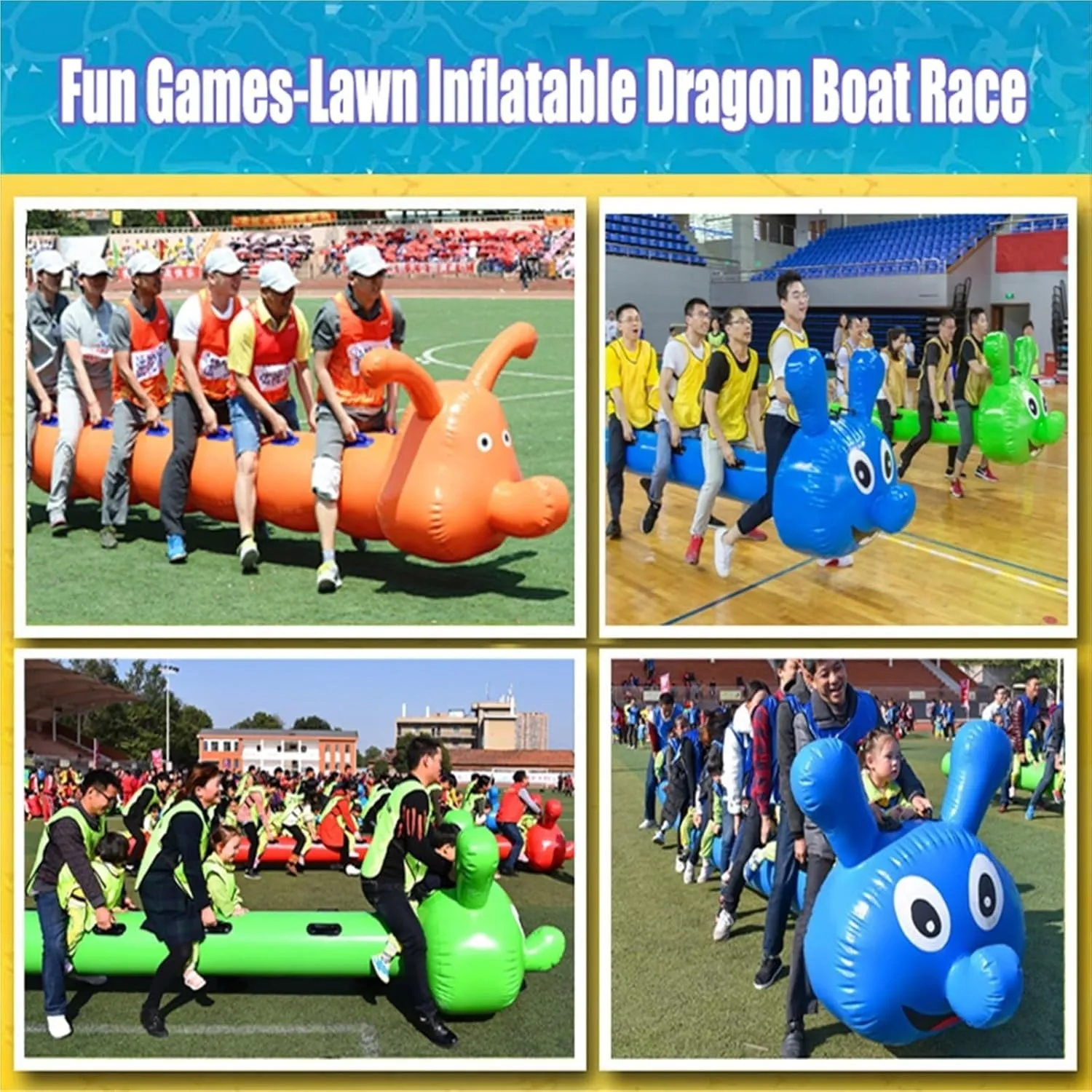 Team Building Games 2 Pcs Carnival Inflatable Toys for Teens Adults Family Field Day Outdoor Indoor School Backyard Party, with Inflation Pump(10 seats/L-5M)