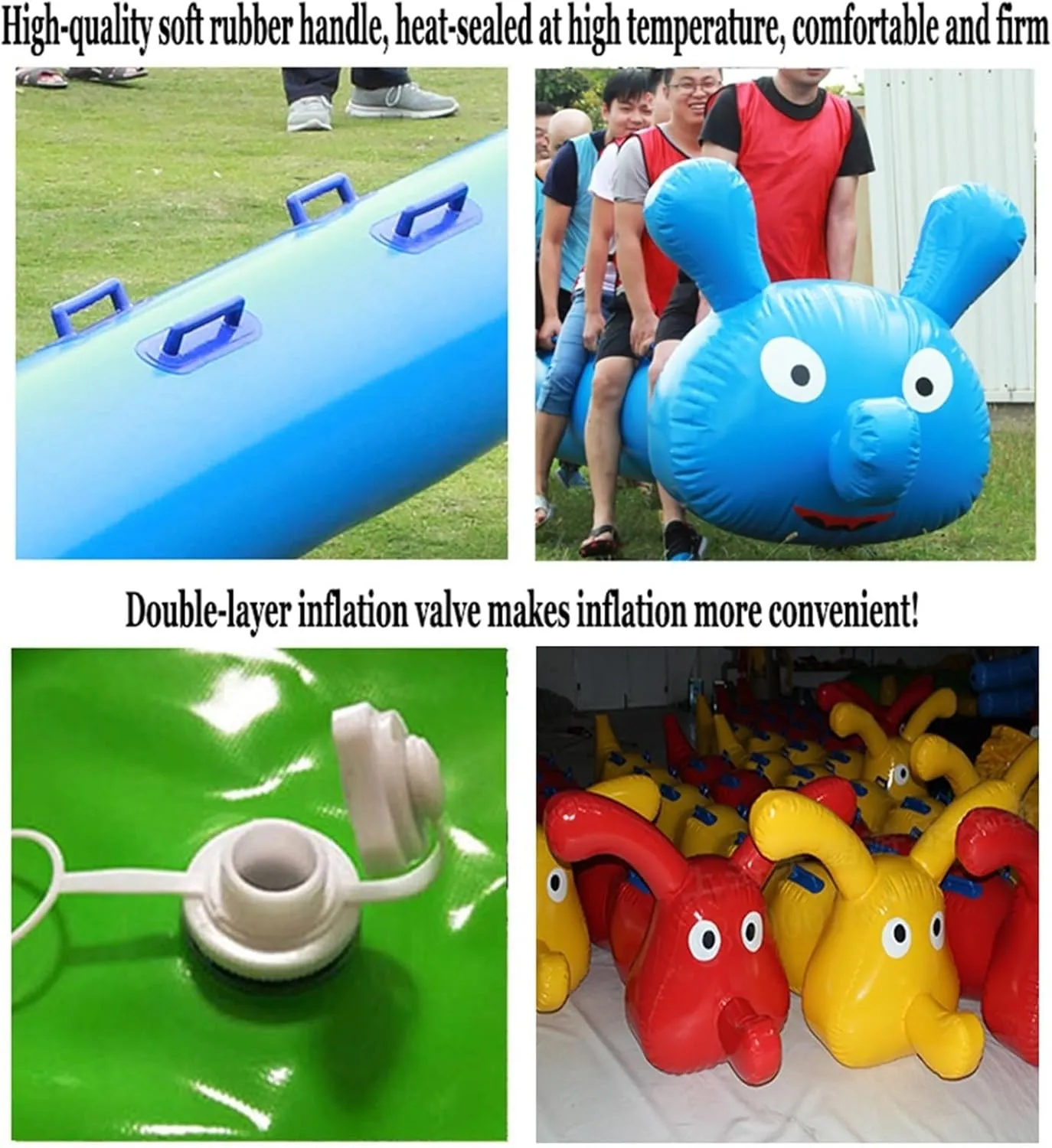 Team Building Games 2 Pcs Carnival Inflatable Toys for Teens Adults Family Field Day Outdoor Indoor School Backyard Party, with Inflation Pump(10 seats/L-5M)