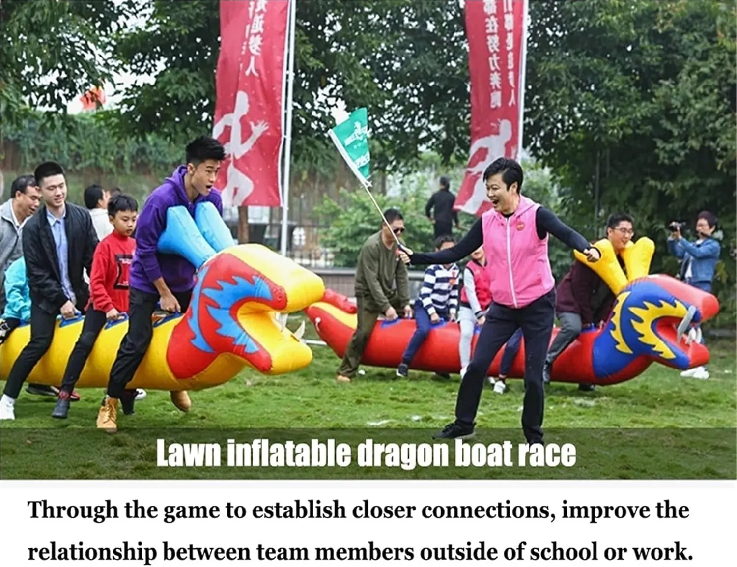 Team Building Games Field Day Outdoor Teamwork Games, Fun Games Lawn Inflatable Dragon Boat Game Toys, Team Building Exercise Activities Games, 2 PCS(9 Seats/L-5.5M)