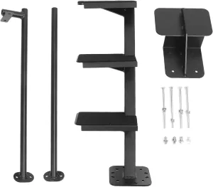 Tissting Universal 3 Step Boat Trailer Ladder, Heavy Duty Boat Steps with Handle Boat Ladder Trailer Tongue Step, Carbon Steel Anti Slip Boarding Steps with Safety Handle Fit Bass Boat