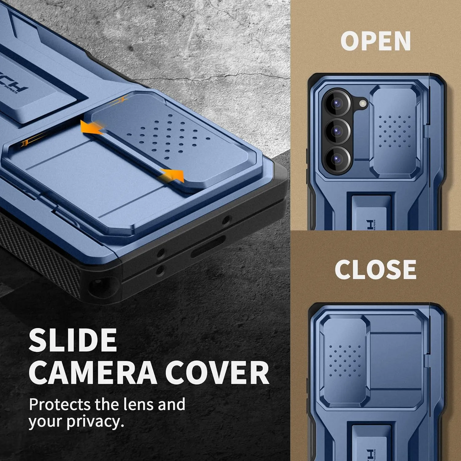 TONGATE for Z Fold 6 Case, [with S Pen Slot & Hinge Protection] [Privacy Glass Screen Protector] Full-Body Military Drop Phone Case for Samsung Galaxy Z Fold 6 with Kickstand & Belt Clip, Blue Privacy