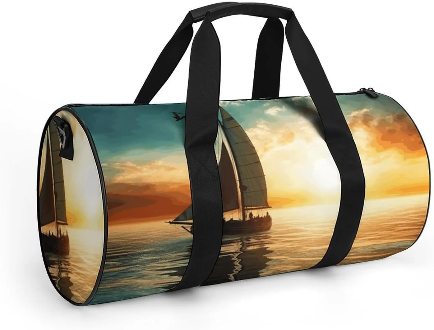 Travel Duffel Bag for Men And Women,Boat on The Ocean Waterproof Sports Fitness Bag Portable Travel Duffel Bag