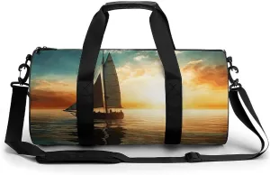 Travel Duffel Bag for Men And Women,Boat on The Ocean Waterproof Sports Fitness Bag Portable Travel Duffel Bag