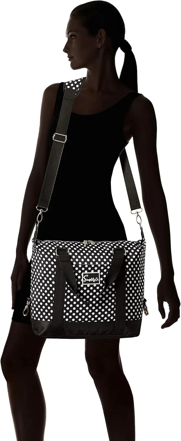 Travel Weekender Overnight Carry-on Under the Seat Shoulder Tote Bag (Small, Black & White Polka Dot)
