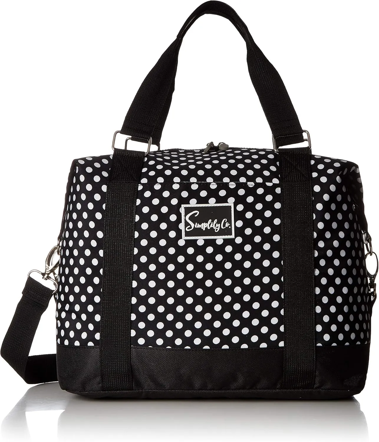 Travel Weekender Overnight Carry-on Under the Seat Shoulder Tote Bag (Small, Black & White Polka Dot)
