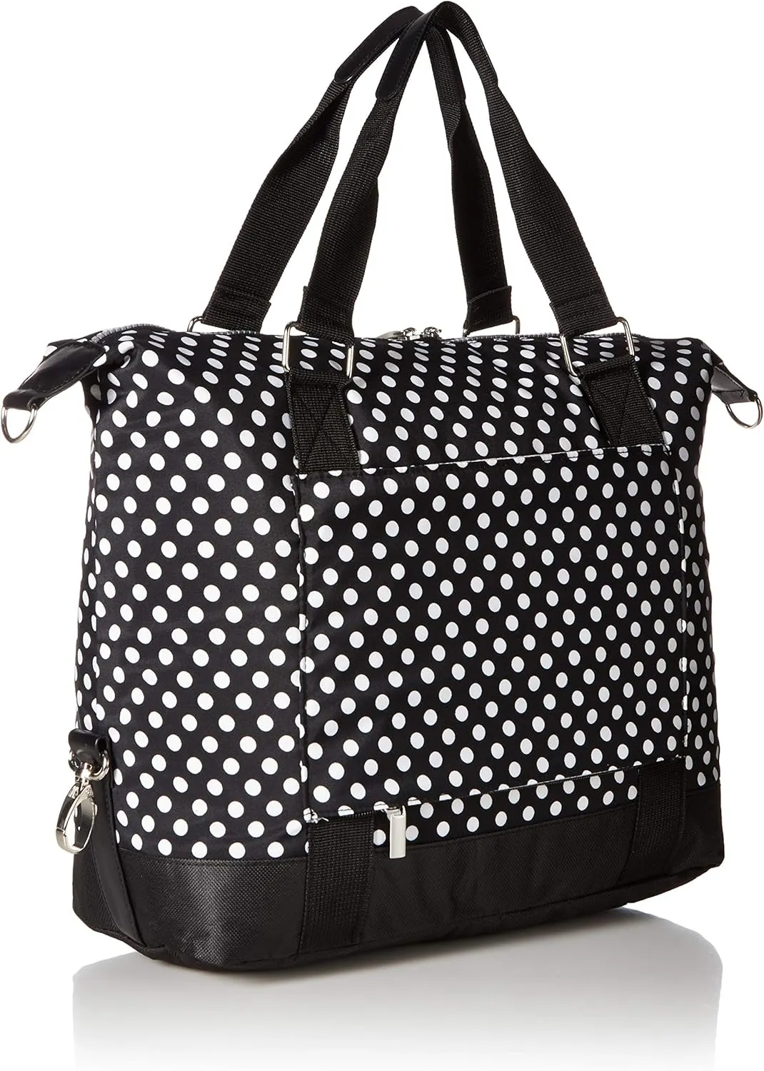 Travel Weekender Overnight Carry-on Under the Seat Shoulder Tote Bag (Small, Black & White Polka Dot)
