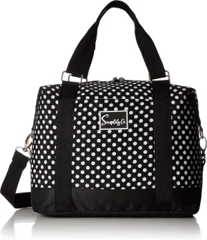 Travel Weekender Overnight Carry-on Under the Seat Shoulder Tote Bag (Small, Black & White Polka Dot)