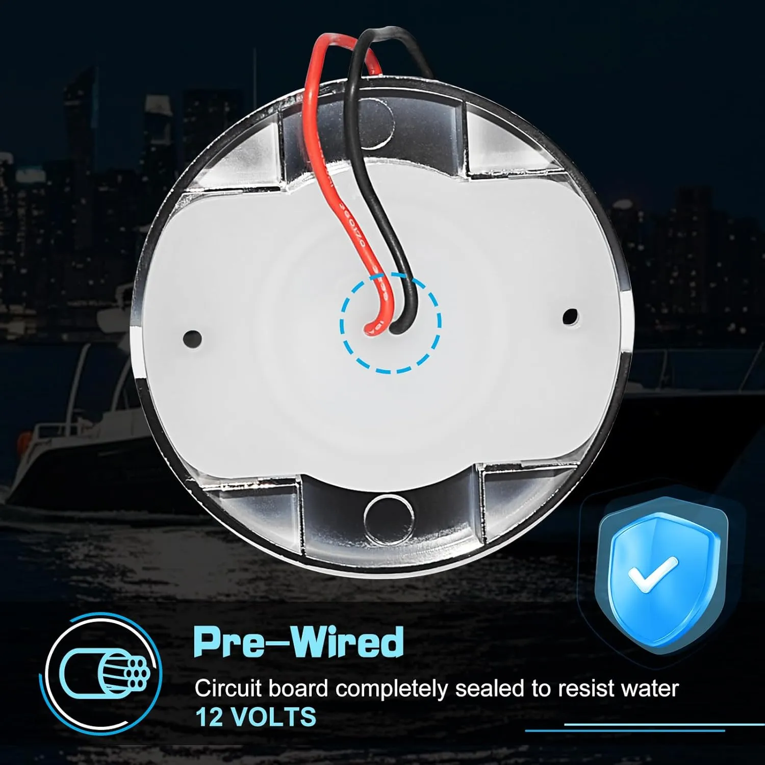 UCINNOVATE 8Pcs 3.15”Round LED Marine Light with sliver housing, Navigation Boat Lights, LEDs Boat Interior Light, Deck Courtesy Lighting IP65 Waterproof, LED Marine Stern Lights, 12-24V (White)