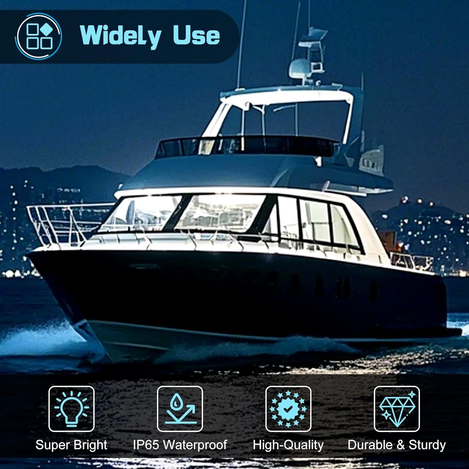 UCINNOVATE 8Pcs 3.15”Round LED Marine Light with sliver housing, Navigation Boat Lights, LEDs Boat Interior Light, Deck Courtesy Lighting IP65 Waterproof, LED Marine Stern Lights, 12-24V (White)