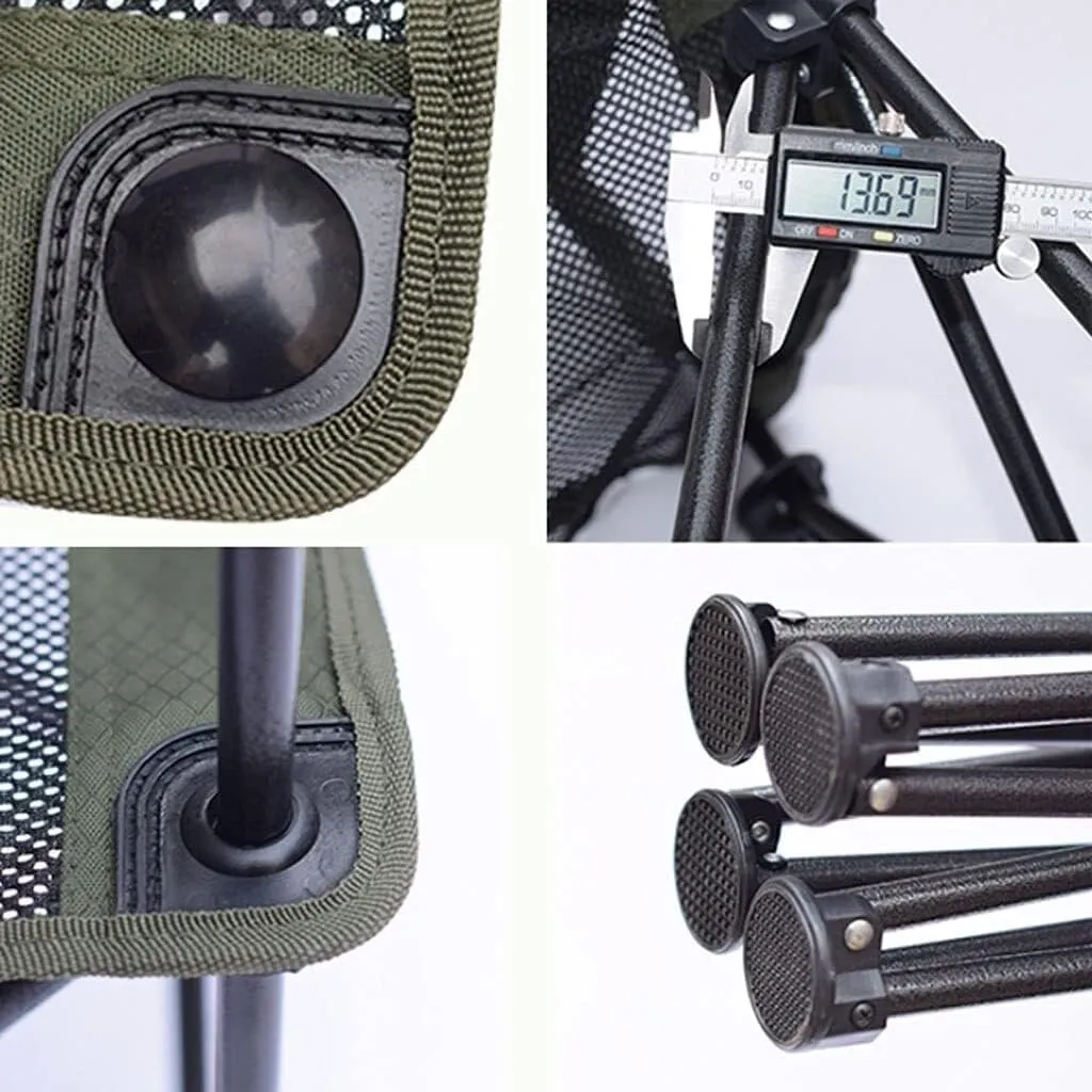 Ultralight Folding Camping Chair, Portable Backpack Chair with Breathable Mesh, for Hiking, Traveling, Fishing (Black, Medium)(Green,68.5 * 42 * 42CM)