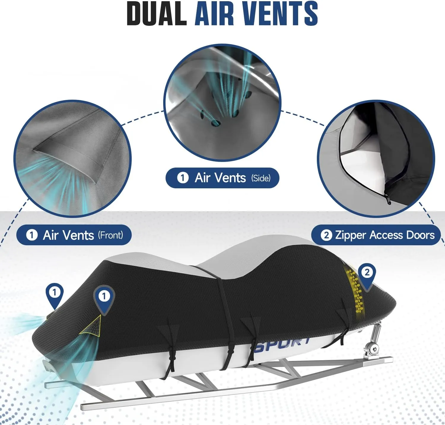 Umbrauto Trailerable Jet Ski Cover, Heavy-Duty 600D Solution-Dyed Polyester PWC Cover, Waterproof Fade and UV Protection Seadoo Cover, Personal Watercraft Covers Fits from 96"-101" 1 Seater