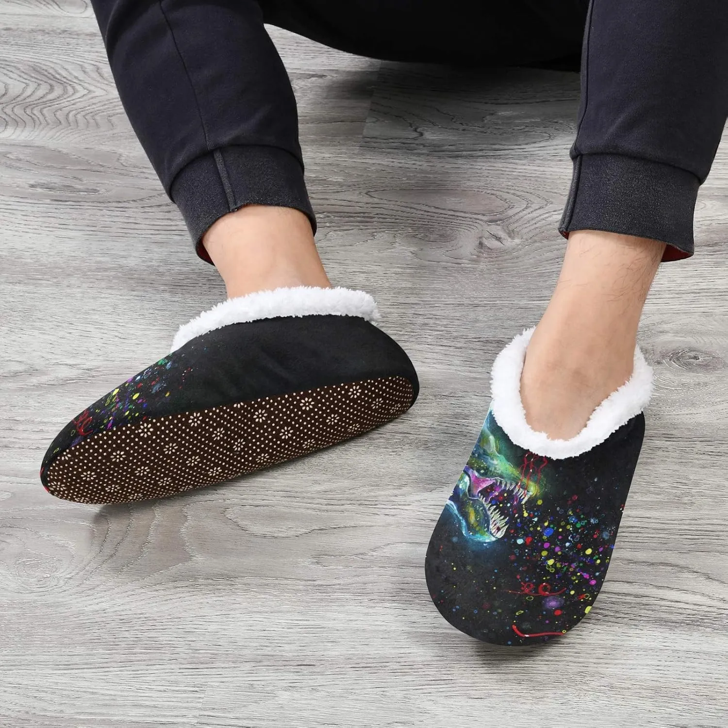 Unisex Fuzzy House Slippers Memory Foam Warm Slip Shoes Fur Lining M-XXL