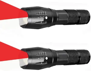 Upgraded Red Light Flashlight Powerful Red LED Flashlight with White Light,Zoomable Red Light for Hunting, Astronomy, Night Vision