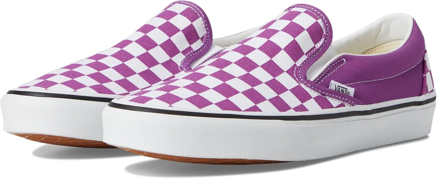 Vans Unisex Classic Slip On Sneaker, Color Theory Checkerboard Willowherb, 8.5 US Men
