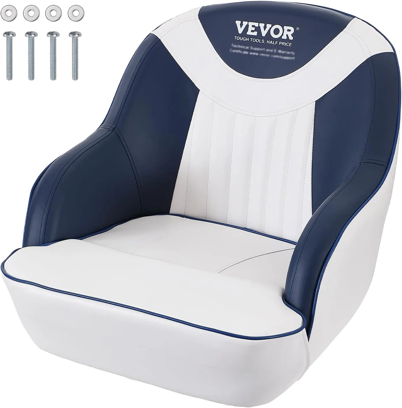 VEVOR Captain Bucket Seat, 1-Pack Boat Captain Chair with Thickened Sponge Padding & Curved Armrest, Pontoon Boat Seat for Fishing Boat, Sightseeing Boat, Speedboat, Canoe