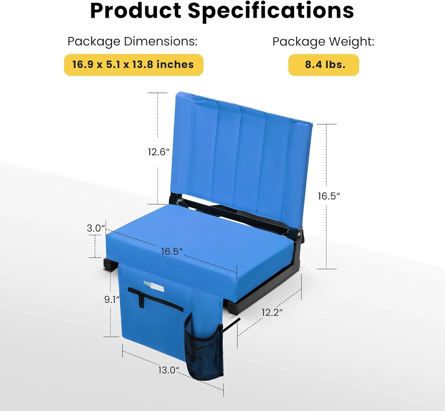 VIVOHOME Portable Stadium Seat for Bleachers with Back Support, Folding Bleacher Chair with Cup Holder and Shoulder Strap