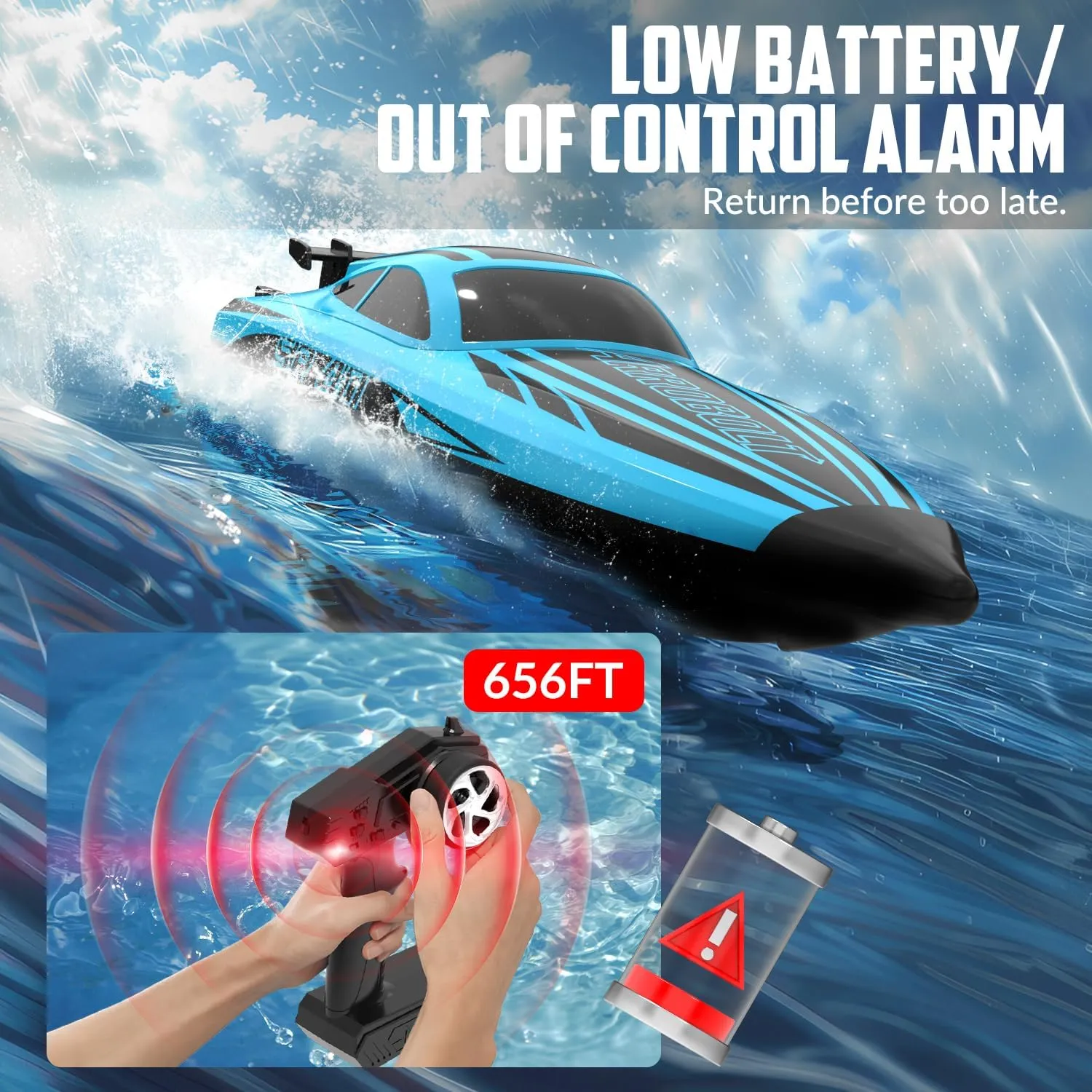 VOLANTEXRC Brushless RC Boats for Adults, 30 MPH Fast Remote Control Boat with 2 Rechargeable Batteries for Lakes, 30  Mins Full Proportional Boat High Speed RC Boat for Adults (79705)