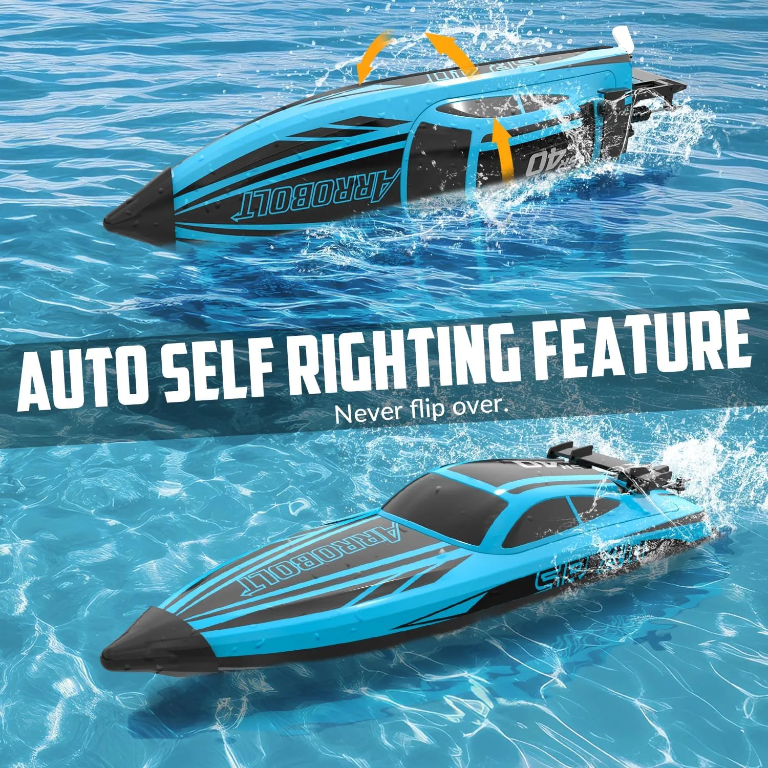 VOLANTEXRC Brushless RC Boats for Adults, 30 MPH Fast Remote Control Boat with 2 Rechargeable Batteries for Lakes, 30  Mins Full Proportional Boat High Speed RC Boat for Adults (79705)