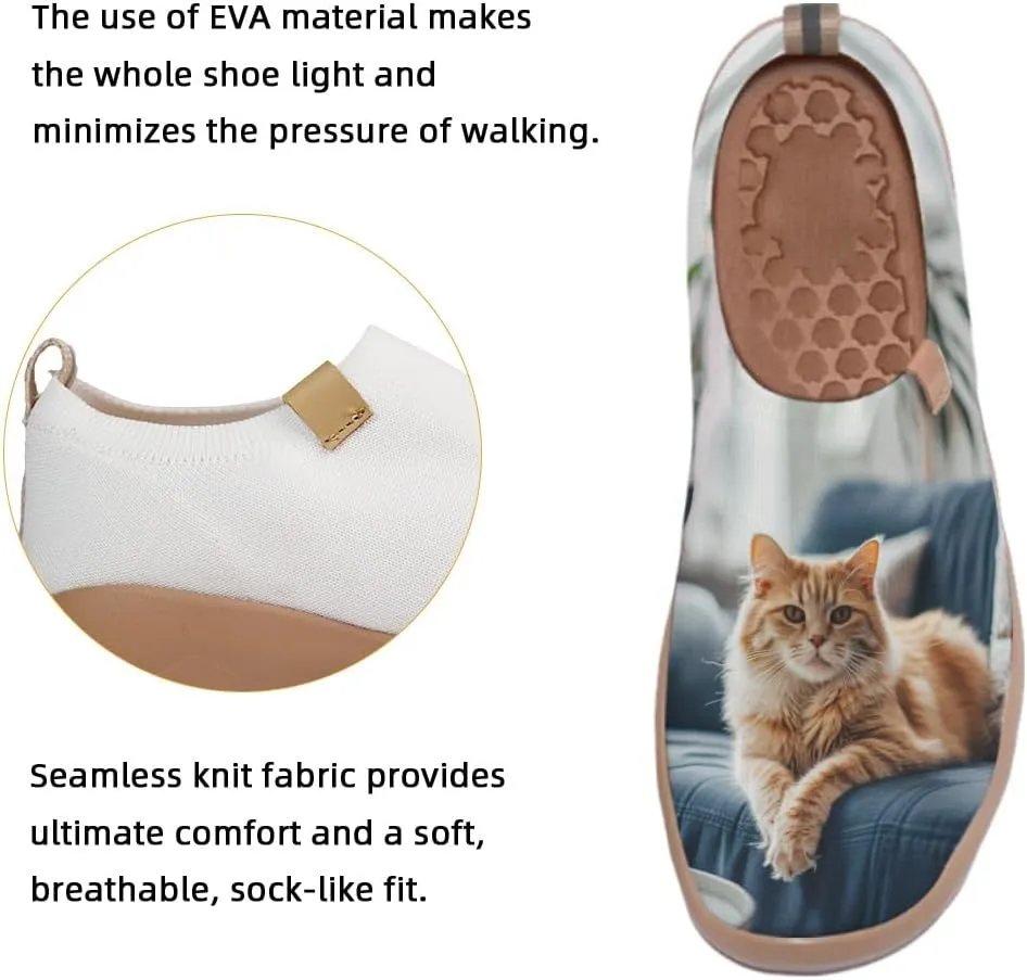 Walking Sneakers for Women Art Painted Travel Slip On Shoes Lightweight Comfort Knitted Casual Loafers
