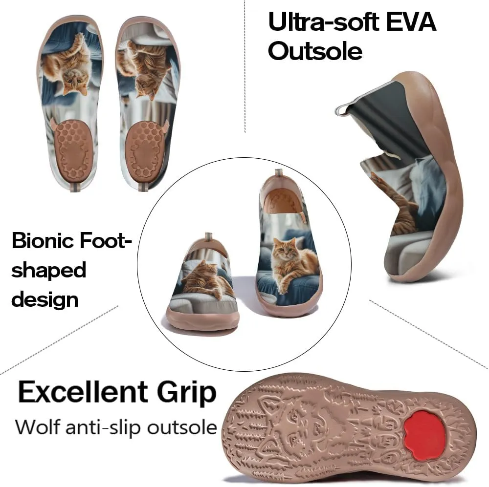 Walking Sneakers for Women Art Painted Travel Slip On Shoes Lightweight Comfort Knitted Casual Loafers
