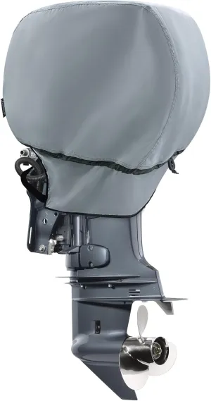Waterproof Outboard Motor Cover 600D Fade Resistant Boat Engine Hood Cowling Cover Fits Motor 25-50 HP, Grey