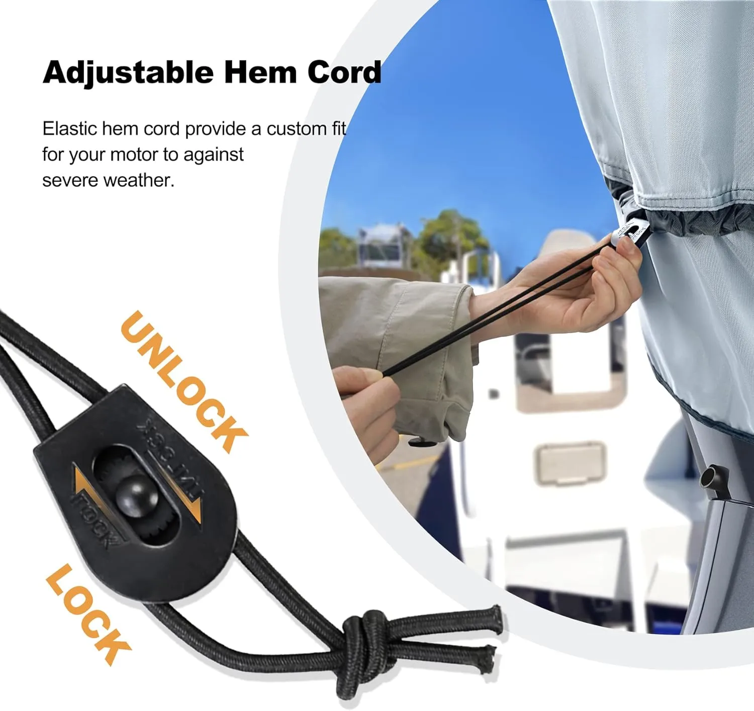 Waterproof Outboard Motor Cover 600D Fade Resistant Boat Engine Hood Cowling Cover Fits Motor 25-50 HP, Grey