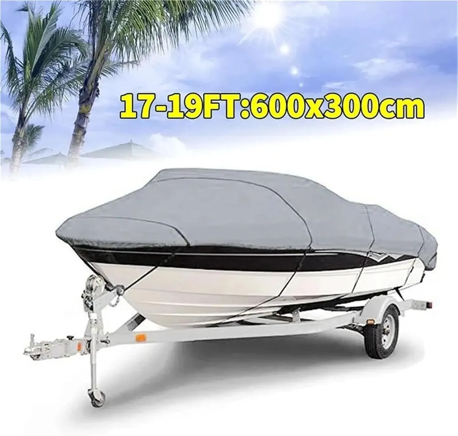 Waterproof Yacht Cover – Anti-Tear & Silver Reflective for Outdoor Use for Boats(17-19Ft (600x 300cm))