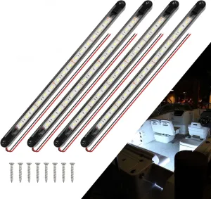 White Boat Interior Lights,Waterproof Led Boat Lights, Marine Led Strip Lights, Super Bright Boat Lights for Night Fishing, Boat Courtesy Lights for Pontoon Kayak Yacht Sailboat (White 4Pack)