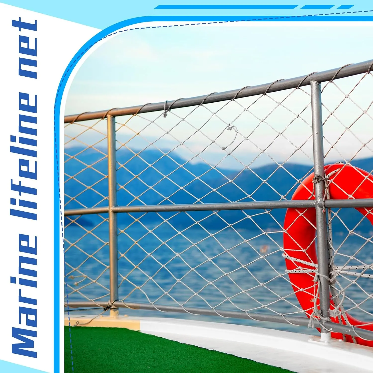 Windyun Boat Safety Lifeline Netting Marine Safety Guardrail Netting Safe Banister Railing Netting Nylon Net Deck Netting for Pets Crews and Equipment Safely on Deck Marine Hardware