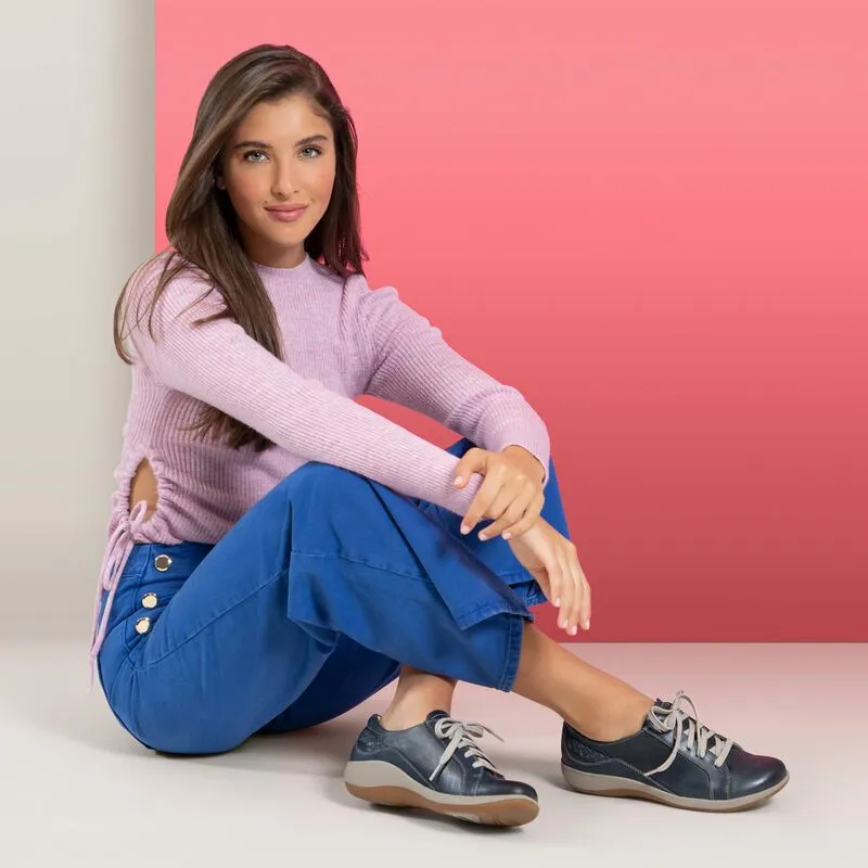 WOMEN'S AETREX DANA LACE UP OXFORD | NAVY
