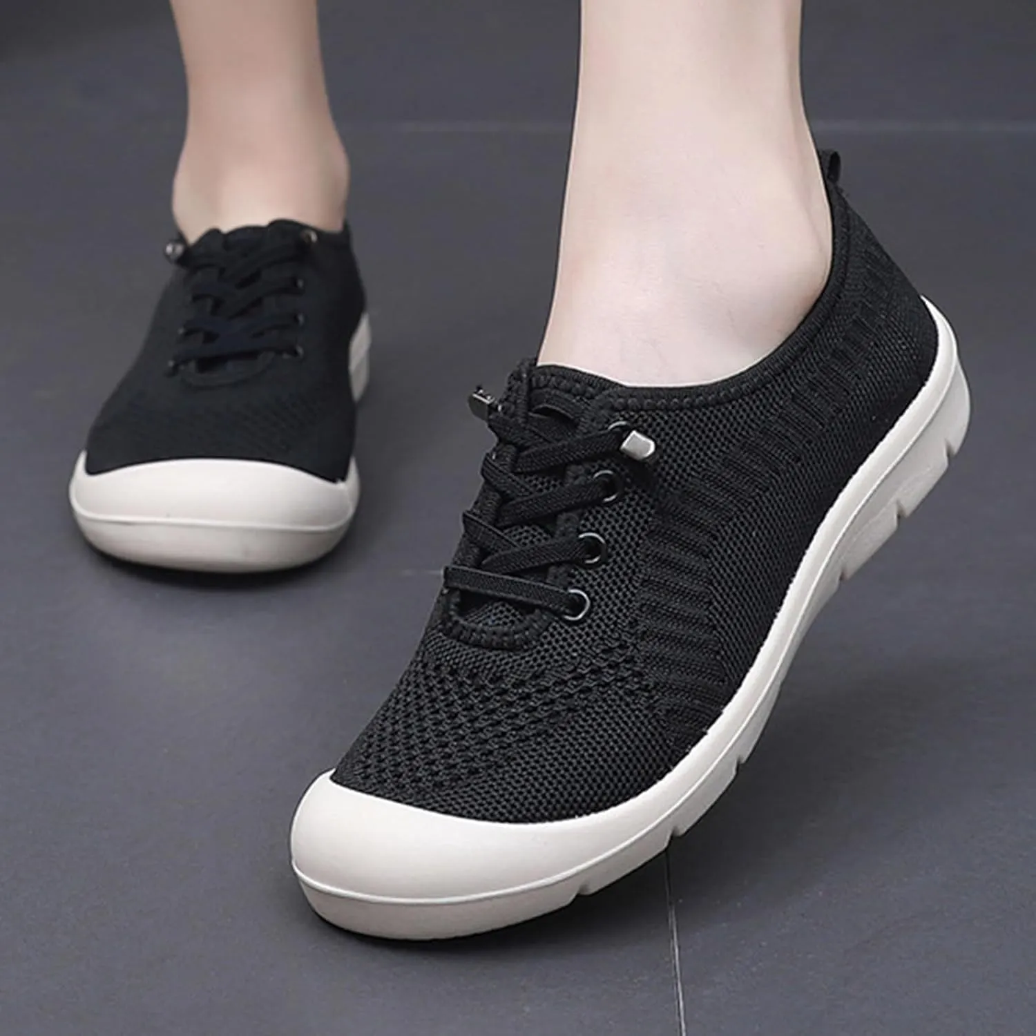 Women's Lightweight Comfortable Walking Barefoot Shoes,Breathable Mesh Non-Slip Soft Sole Slip on Orthopedic Sneakers