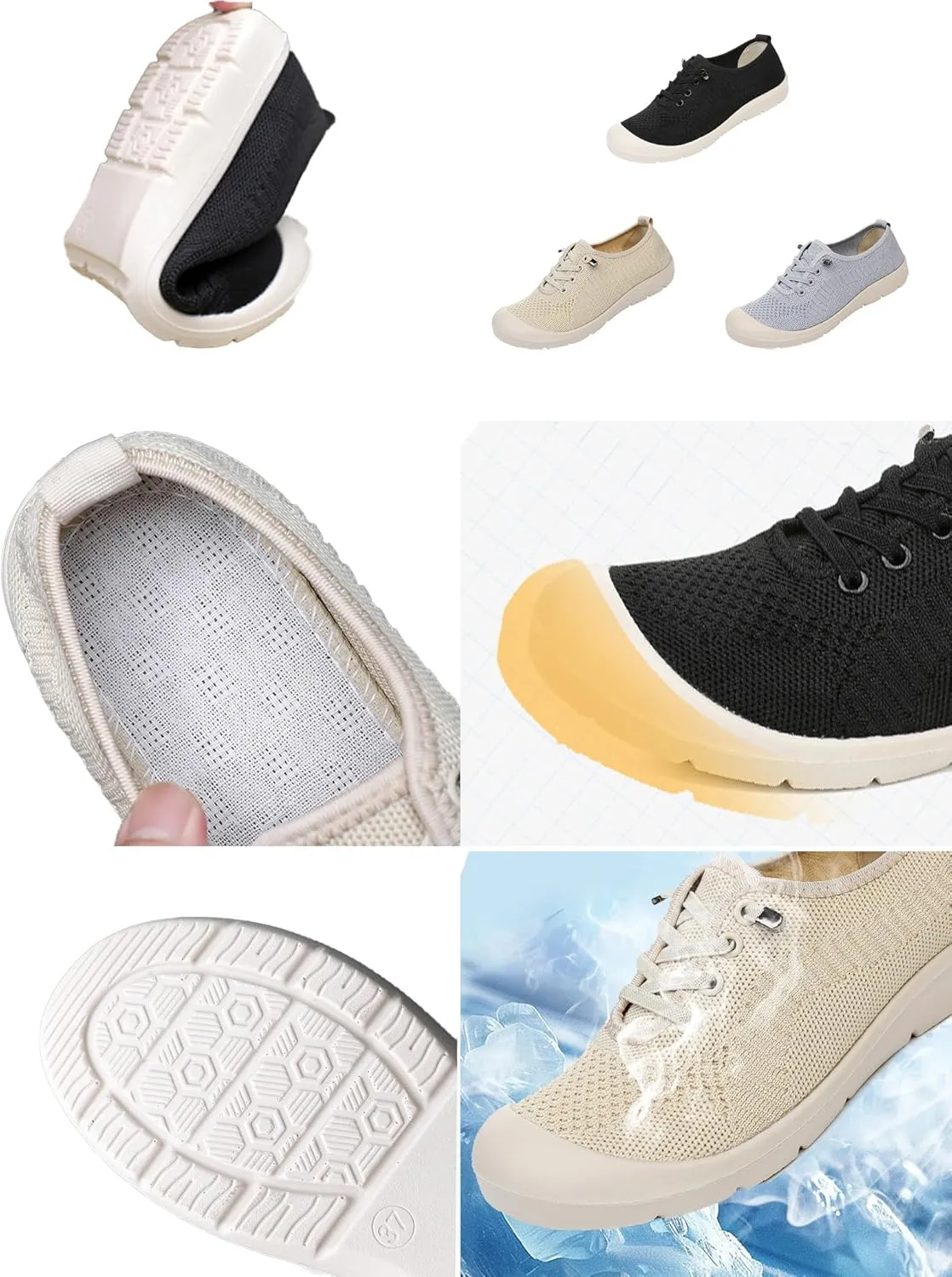 Women's Lightweight Comfortable Walking Barefoot Shoes,Breathable Mesh Non-Slip Soft Sole Slip on Orthopedic Sneakers