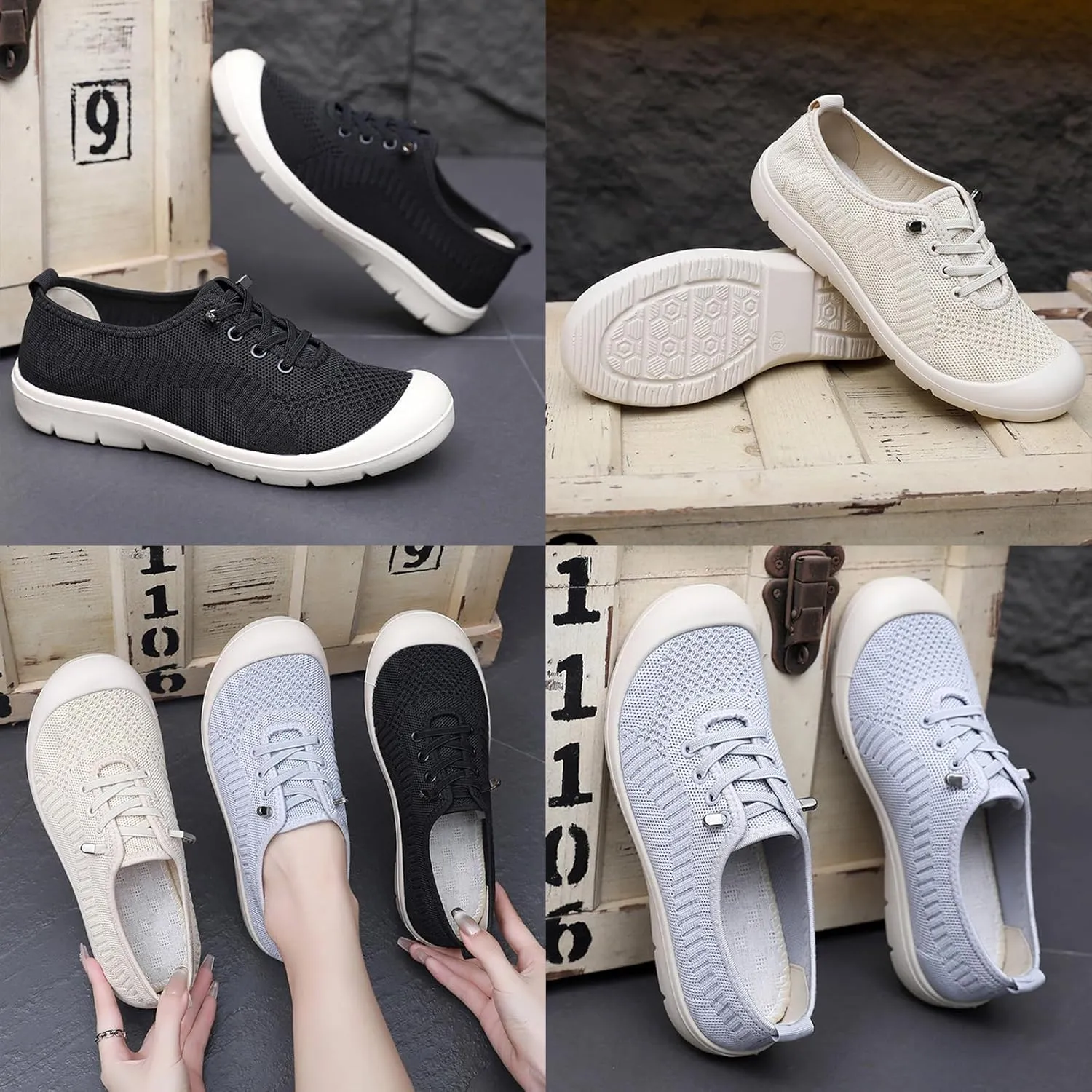Women's Lightweight Comfortable Walking Barefoot Shoes,Breathable Mesh Non-Slip Soft Sole Slip on Orthopedic Sneakers