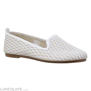 Women's Loafer Flats Sweater Soft Rubber Sole Shoes White Suede