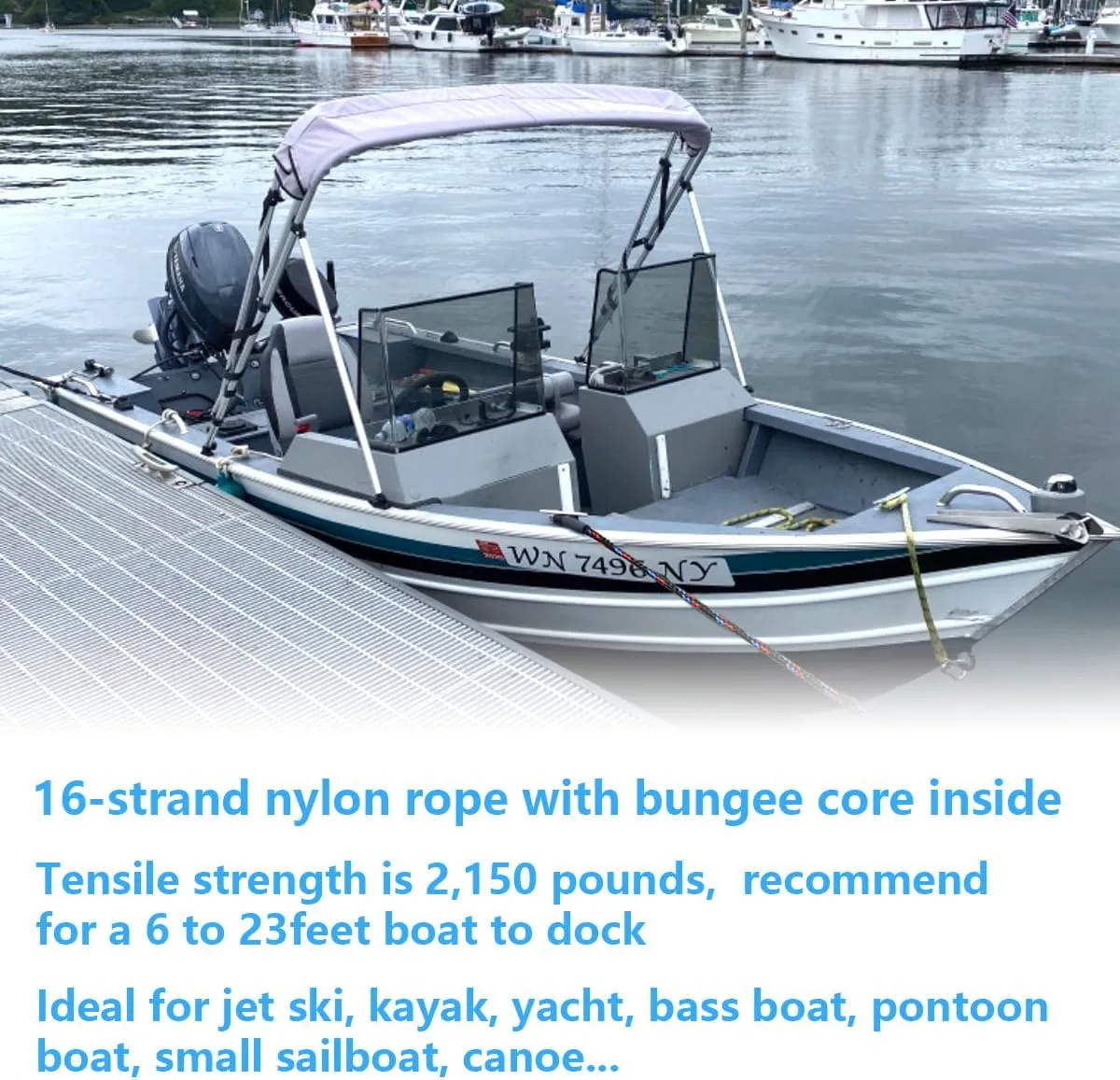 XITAO Bungee Dock Line, Mooring Rope, Boat & Pontoon Accessories, Boat Dock Ropes for Docking Boats and PWC, Packed with 2 Dock Cleat