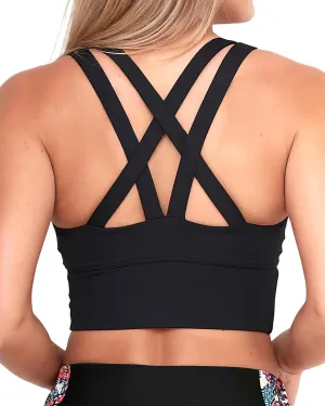 XUNYU Strappy Sports Bra for Women Longline Padded Workout Tops High Impact Yoga Bras Criss Cross Back Crop Tank