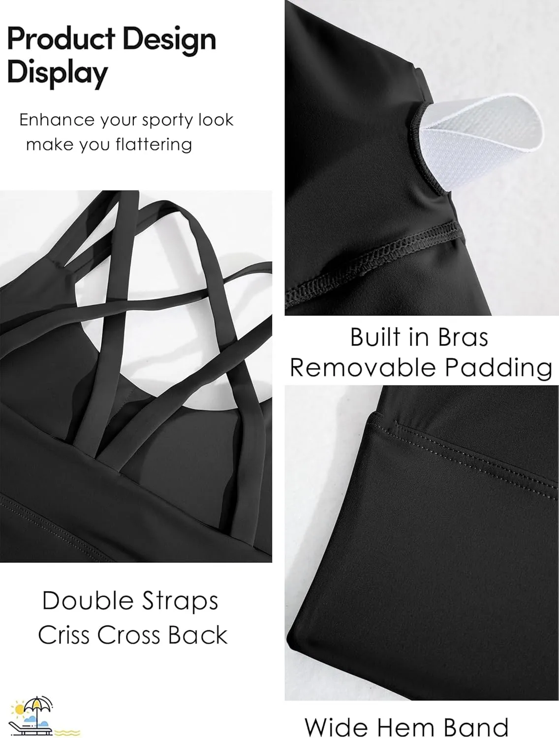 XUNYU Strappy Sports Bra for Women Longline Padded Workout Tops High Impact Yoga Bras Criss Cross Back Crop Tank