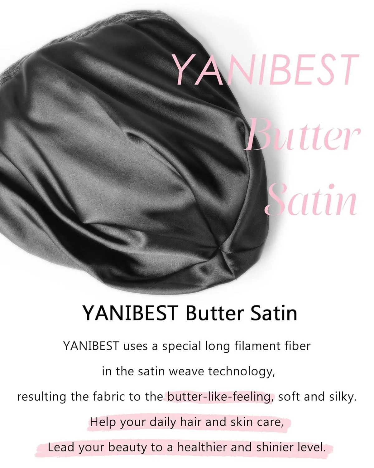 YANIBEST Silk Satin Bonnet Hair Wrap for Sleeping, Adjustable Slouchy Beanie for Women, Silk Lined for Curly Hair and Braids, Purple