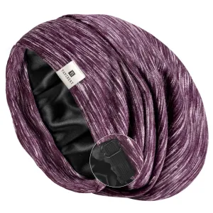 YANIBEST Silk Satin Bonnet Hair Wrap for Sleeping, Adjustable Slouchy Beanie for Women, Silk Lined for Curly Hair and Braids, Purple