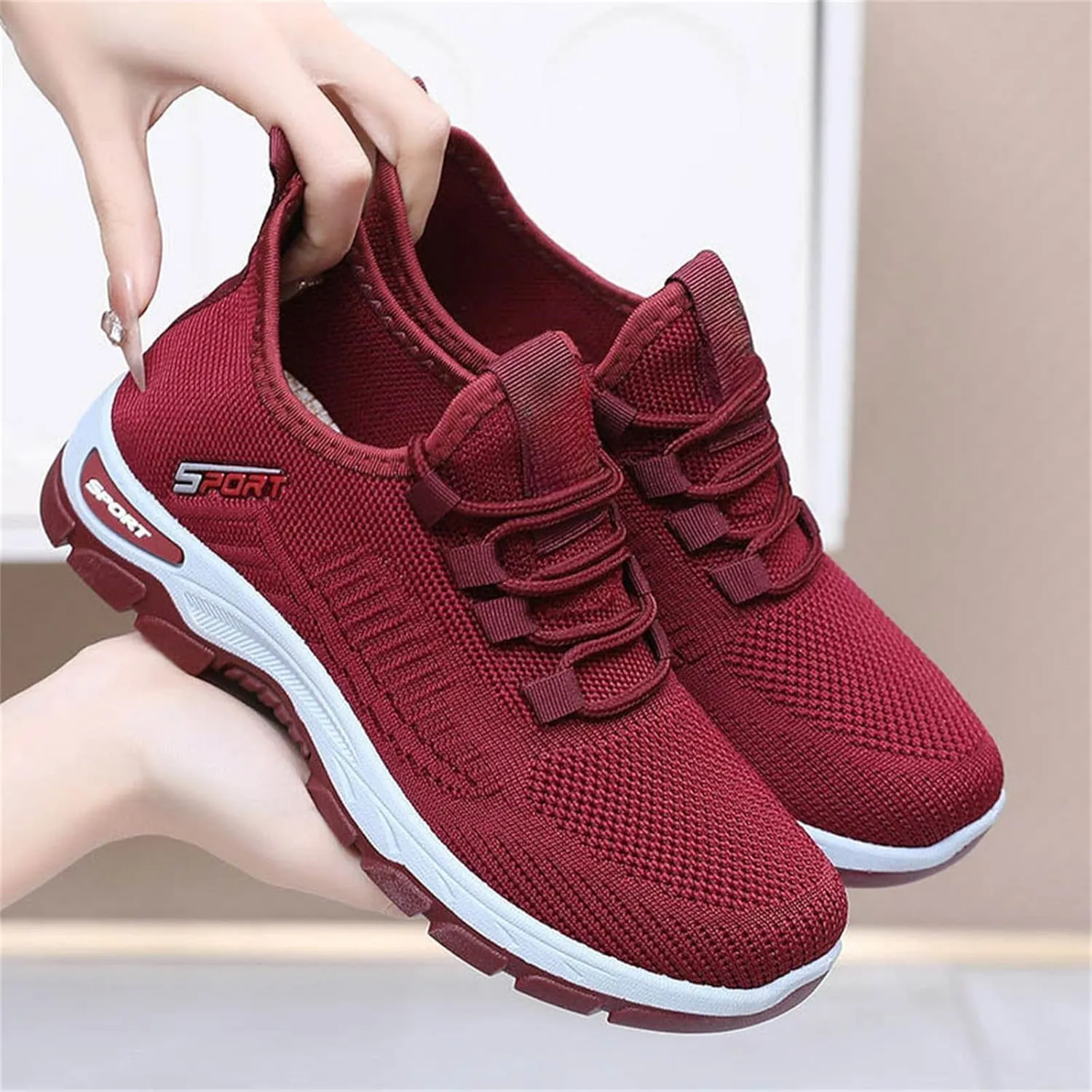 ZWRXW Women's Slip On Walking Shoes Slip-On Orthopedic Shoes Lightweight Breathable Comfortable Fashion Sneakers Non Slip Mesh Up Footwear for Tennis Running Training
